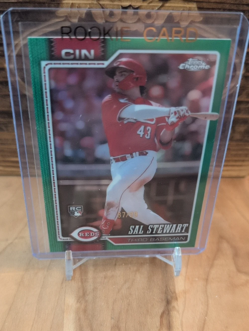 2026 Topps Chrome Sal Stewart Green Refractor Rookie Card #87/99 Reds